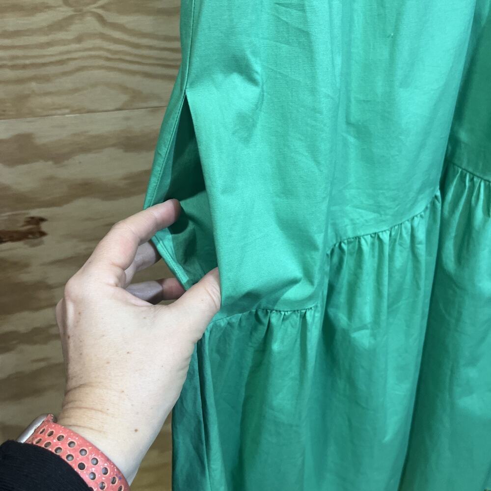 Donna Morgan Babydoll Tiered Midi Dress Sz 12 Green Cottagecore Ruffle Coquette - Picture 6 of 12